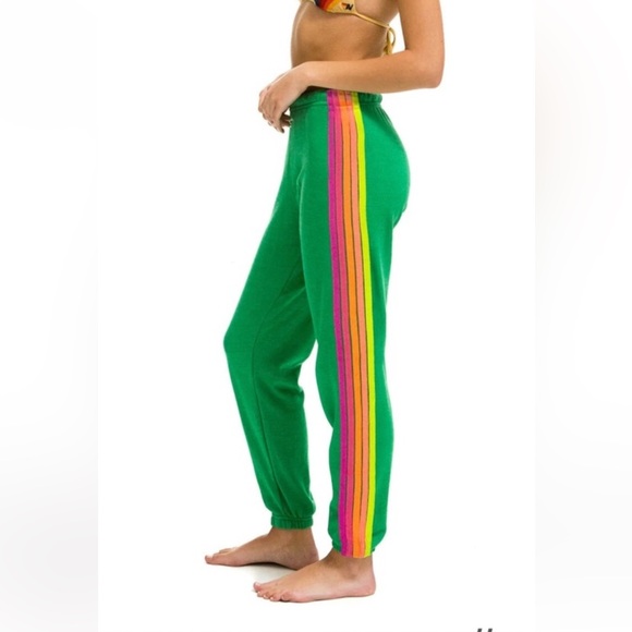Aviator Nation NWOT 5 STRIPE SWEATPANTS - KELLY GREEN, size small - Picture 1 of 5